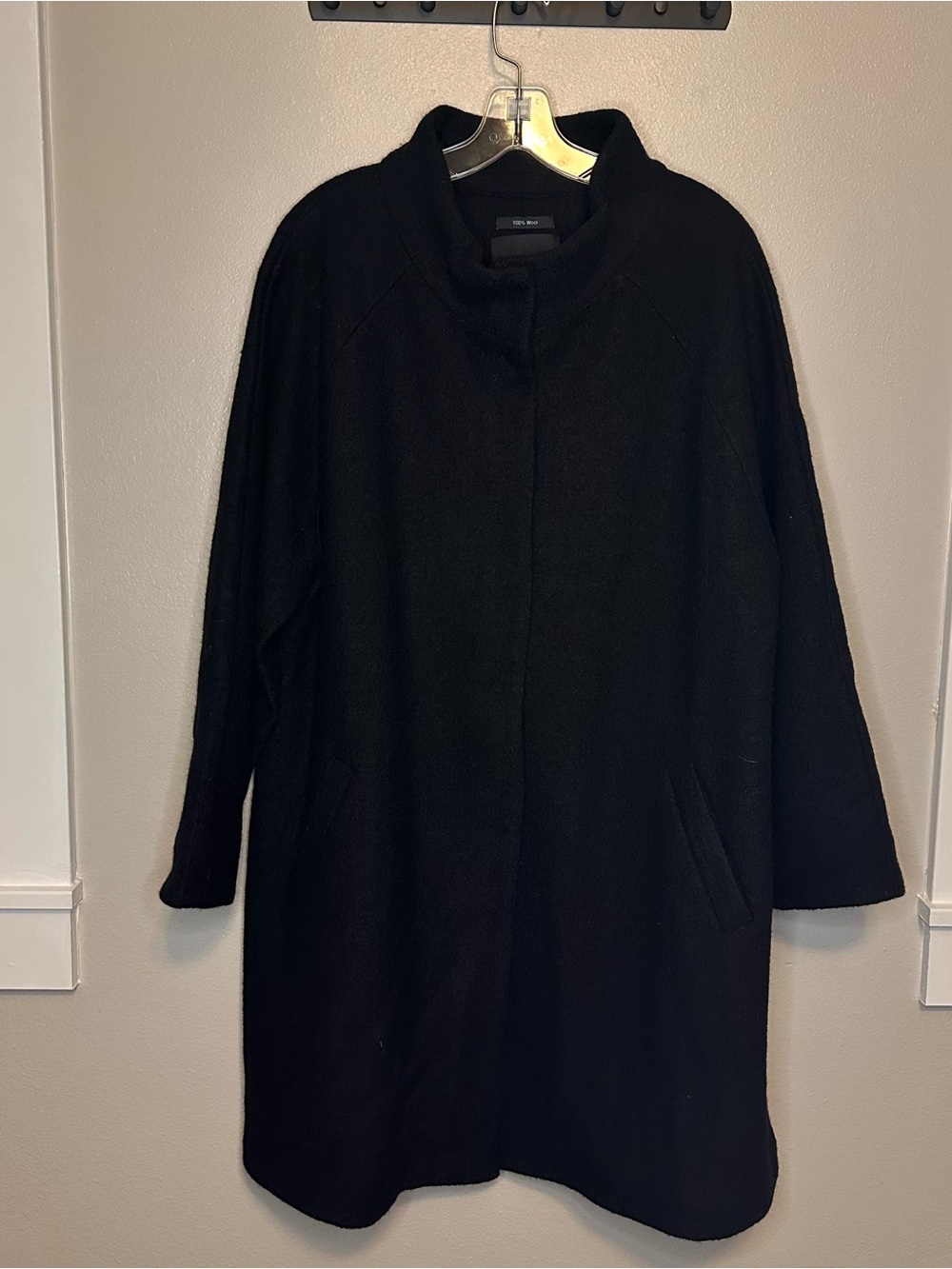 Cynthia Rowley Black Long Wool Dress Coat